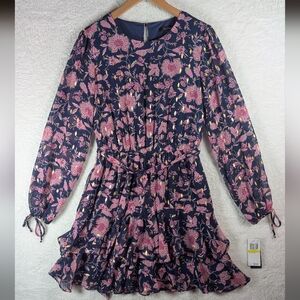 614-Floral Dress in Pink and Blue